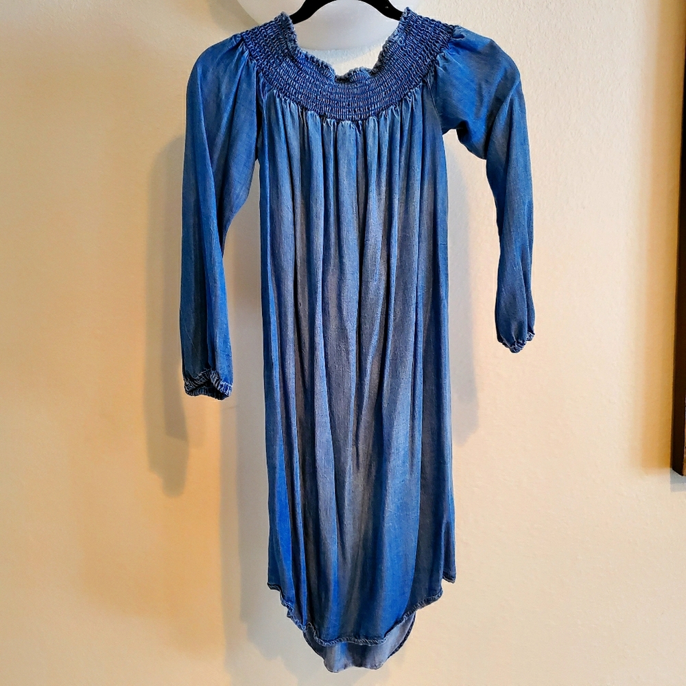 Isabel Maternity Denim Dress. Super cute neckline!